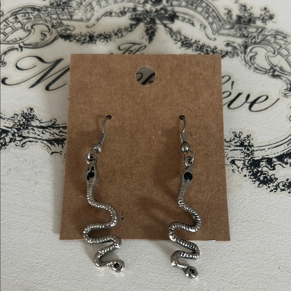 Silver Snake Earrings